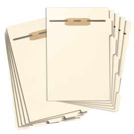 Smead Stackable Folder Divider with Fastener, Bottom 1/5-Cut Tab, Letter Size, Manila, 50 per Box (35600)