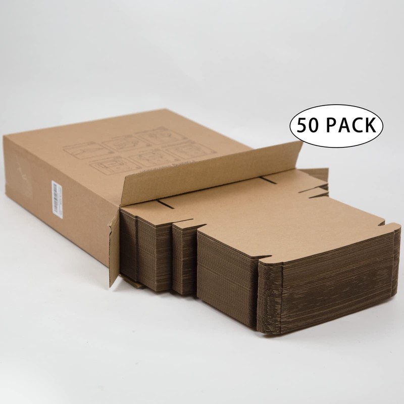 SUNLPH 50 Pack 7x5x1 Inches Small Shipping Boxes, Brown Corrugated
