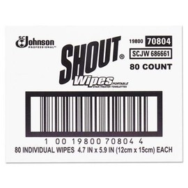 Shout 686661 Wipe & Go Instant Stain Remover, 4.7 X 5.9, 80 Packets/Carton