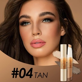 2 in 1 Cream Bronzer and Highlighter Stick,Non-greasy & Non-drying Contours Makeup Pencil,Easily to Create a Natural Matte Finishing with Highly Formula,Long Lasting Waterproof Face Brighten(04#TAN)