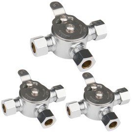 WHK 3 Packs Water Mixing Valve Hot Cold Water Mixer, Inlets and Outlet is 3/8"Inch by Compression Connection on Sink to Adjust Water Tempture(Lead-Free Brass)