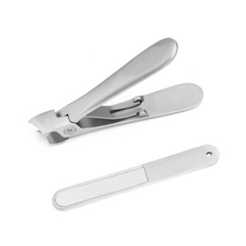 NOVERBEASTE OMLYER Nail Clippers Men, Toe Nail Clippers for Thick Nails for Seniors, Professional Large Heavy Duty Fingernail Clipper,Finger Nail Cutter with Stainless Steel Nail File Set (Silver)