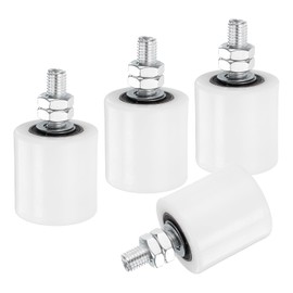 uxcell 4Pcs Slide Gate Guide Roller, 2" Nylon Rollers Gate Support Assembly, Universal Sealed Ball Bearing Rolling Gate Guider for Sliding Door, White