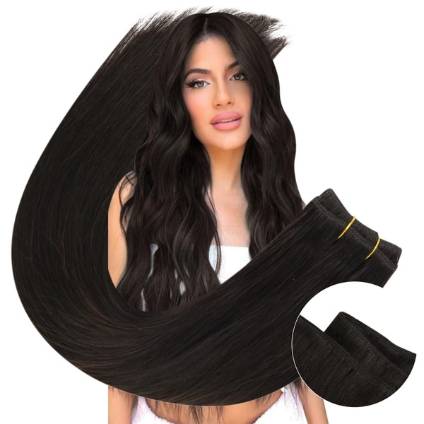 Ugeat 22inch Sew in Hair Extensions Human Hair Brown Weft
