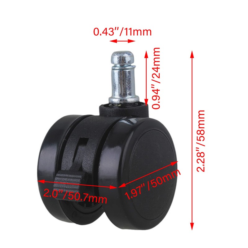 RDEXP Metal Black Office Chair Swivel Caster 50mm Dia Wheel