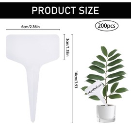 Zyluniy 200 Stück Pflanzenschilder, 6X10CM Pflanzenschilder Wetterfest Garten Schild, Kunststoff Stecketiketten T-Typ Wiederverwendbar,Ppflanzen Zubehör für Gemüse, Kräuter, Blumen(Weiß)