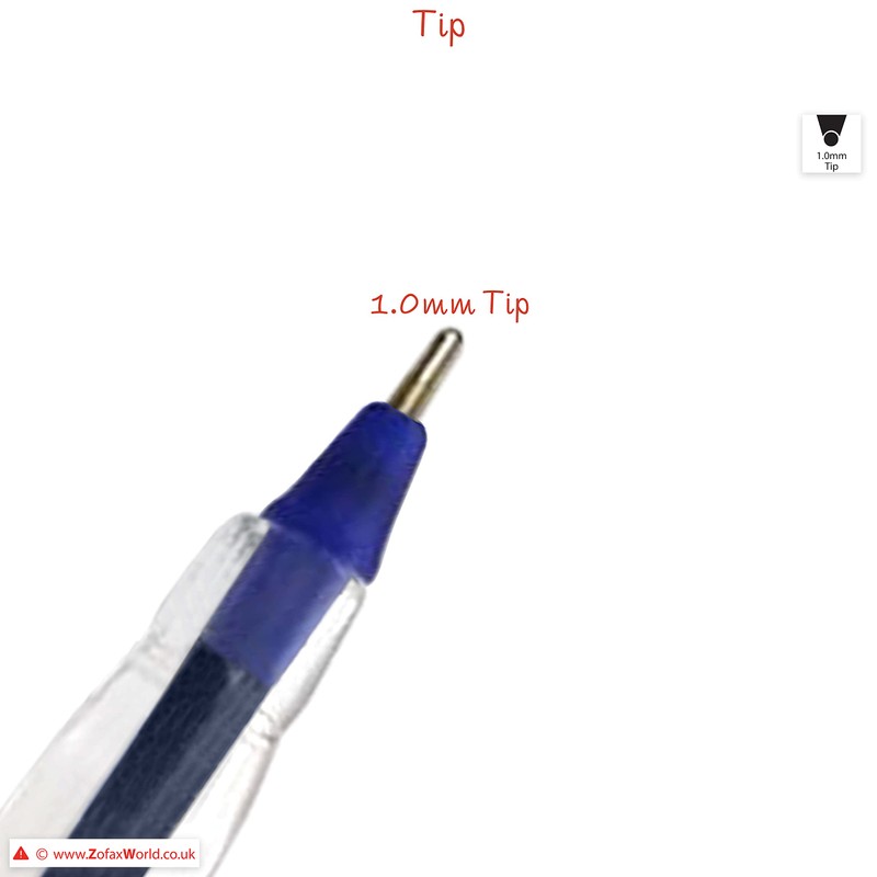 ZOFAX Trio Ballpoint Pens, BLUE, 1.0mm Medium Point, Pack of