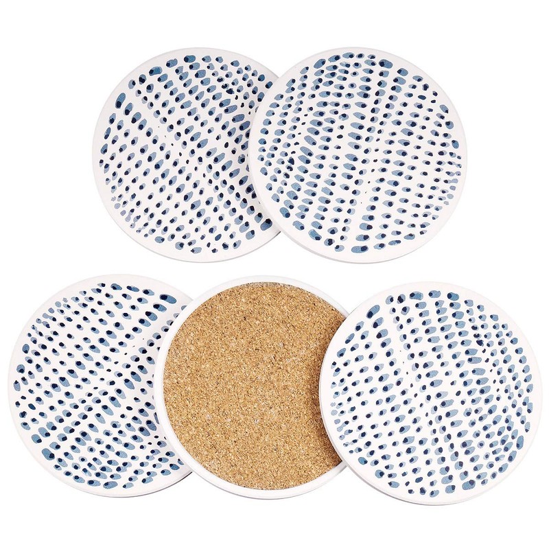 KYEYGWO Natural Diatomite Absorbent Coasters Set of 4, Round Drink