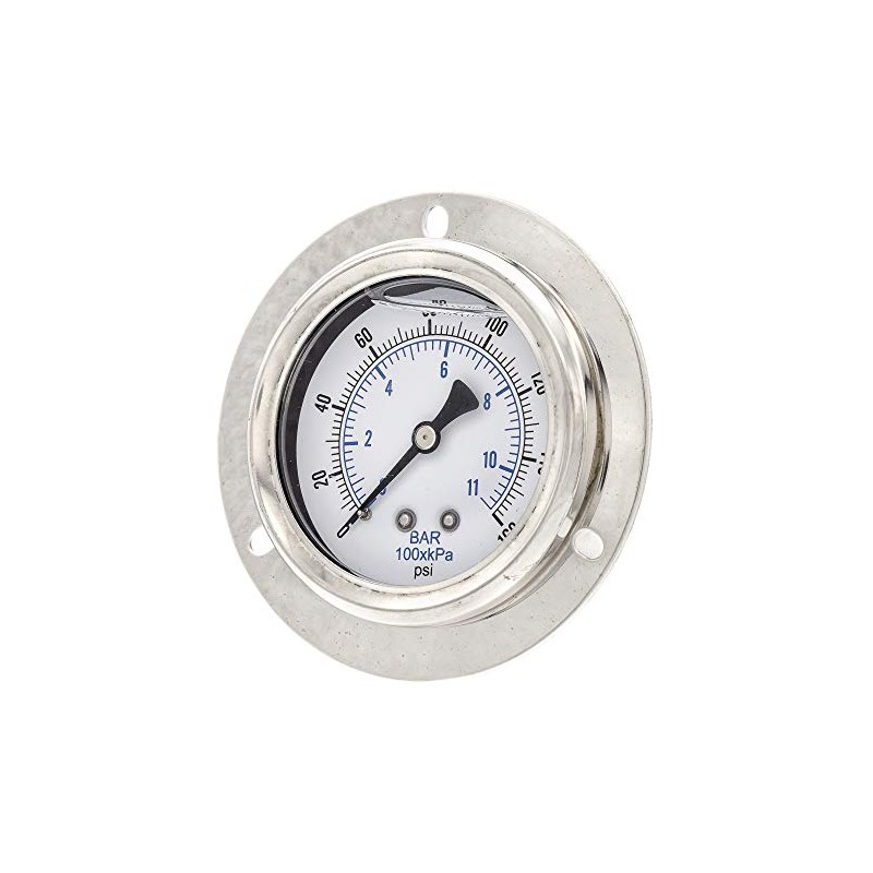 PIC Gauges 204L-404F Front Flanged Panel Mount Glycerine Filled Pressure