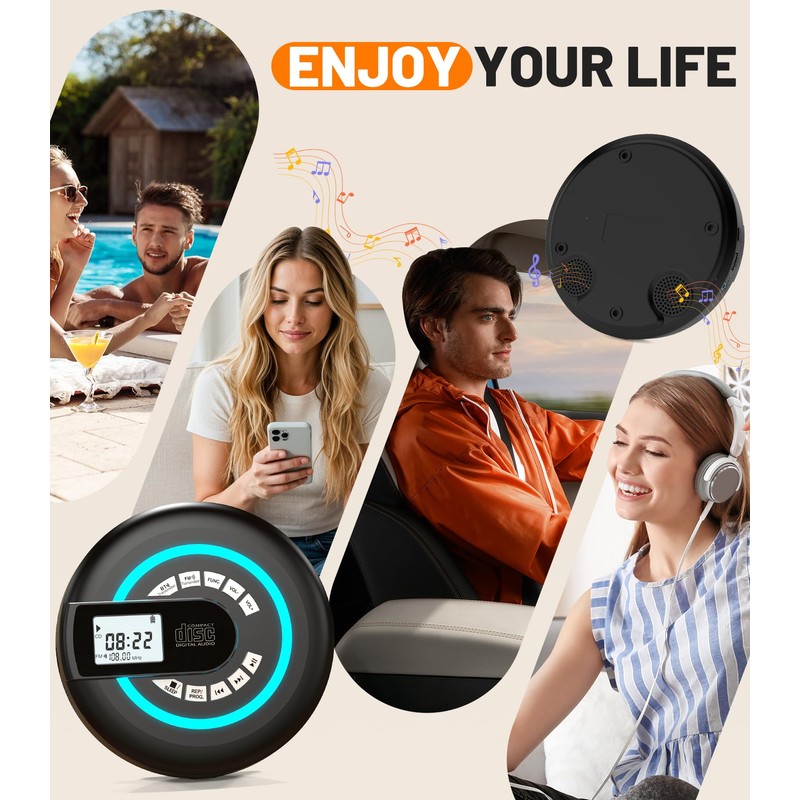 Portable CD Player with Speaker Bluetooth Disman for Car with