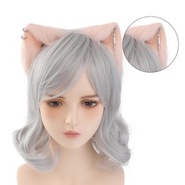 TQUXNGA Plüsch-Katzenohr-Stirnbänder mit Metall-Ohrringen, Plüsch-Füchse, Stirnbänder für Anime-Themenversammlungen, Weihnachten für Mädchen