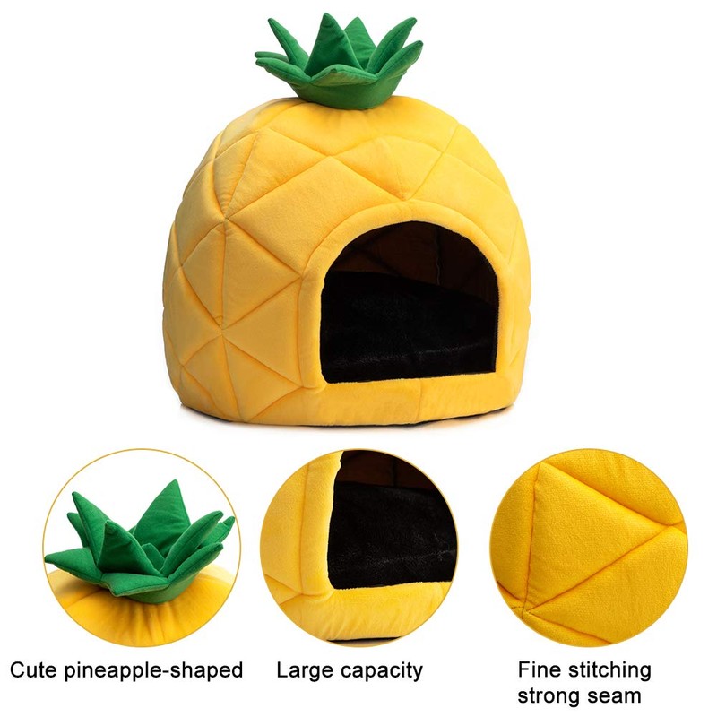 Hollypet Cozy Pet , Warm Cave Nest Sleeping Bed Pineapple