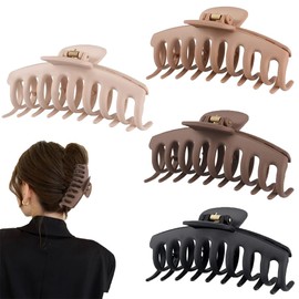 4 Pcs Hair Clips Claw Strong Hold Long Short Hair Clips Curved Design Octopus Hair Big Claw Clips Thin Thick Hair Lightweight Non-Slip Grip Strong Hold for Women Lady Girl's Hair