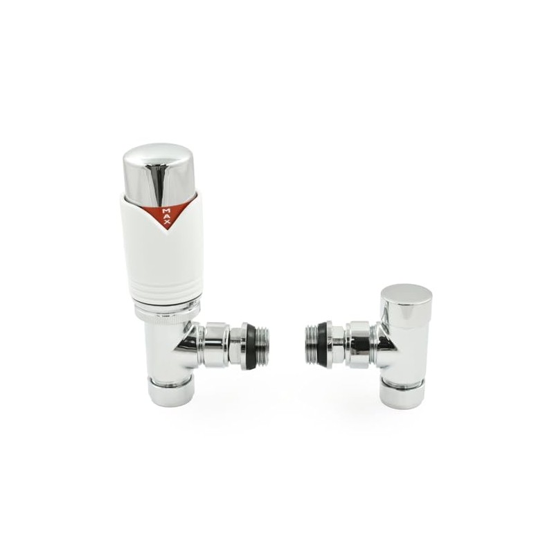 Realm Angled TRV White - Thermostatic Radiator Valves Set -