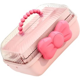 Estuche Organizador de Accesorios Cabello Moño Rosa, Caja Portátil Ligera para Niñas, Múltiples Compartimentos para Uso Diario y Viaje Práctico