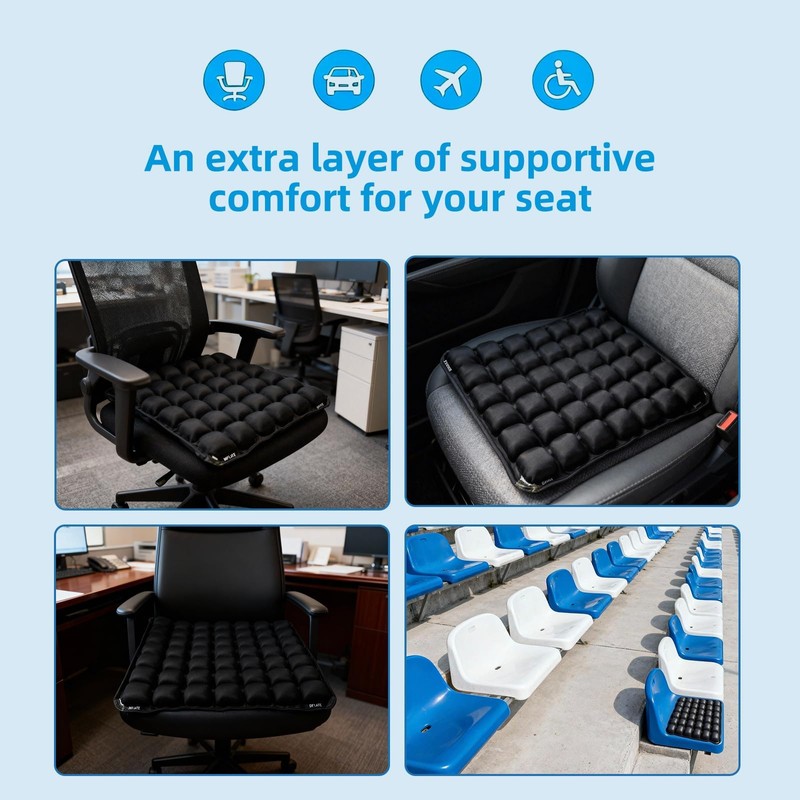 Inflatable Travel Cushion Airplane Seat with Pump for Office Chair,