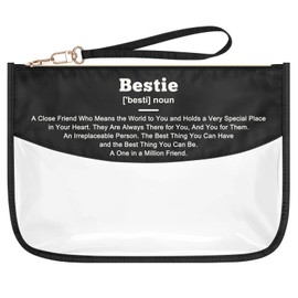 Bestie Gifts for Women Best Friend Friendship Gifts Clear PVC Makeup Bag Best Friend Birthday Christmas Graduation Gift for Female Soul Sister BFF Oxford Cloth Cosmetic Tote Bag Zipper Travel Pouch