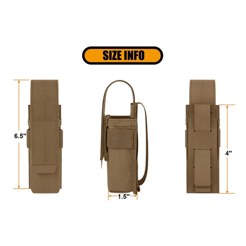 KRYDEX Flashlight Holster, Molle OC/Mace Spray Holder Adjustable Torch Carrier