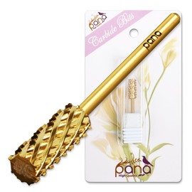 PANA Flat Top Small Barrel 3/32" Shank Size - (Gold, 4X Coarse Grit) - Fast remove Acrylic or Hard Gel Nail Drill Bit for Manicure Pedicure Salon Professional or Beginner