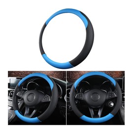 CGEAMDY Steering Wheel Cover Car, Sport Anti-Slip Breathable Steering Wheel Cover, Universal 37-39 cm Microfiber Leather Steering Wheel Cover, Protective Interior Accessories(Blue)