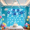 Bluey Birthday Decorations Sky Blue Clouds Foil Curtain Backdrop Party