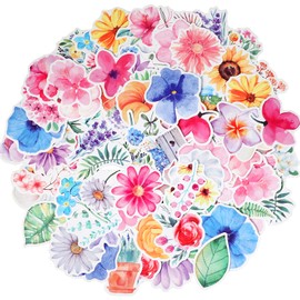 120 Pieces Flower Stickers Water Bottle Stickers Vinyl Waterproof Stickers for Water Bottle Cute Flower Stickers for Phone, Scrapbook, Skateboard, Laptop, Kids Teens Adult