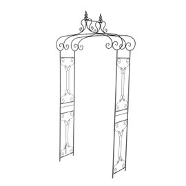 Deco 79 Metal Fleur De Lis Indoor Outdoor Scrollwork Arched Garden Arbor, 44" x 15" x 95", Black
