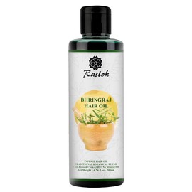 Raslok Bhringraj Hair Oil 6.76 fl oz –200ml | Ayurvedic Botanical Blend with Amla, Neem, Hibiscus & Brahmi | Cold-Pressed | Non-GMO | No Mineral Oil | Made in India