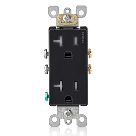Leviton 20 Amp Decora Tamper-Resistant Duplex Electrical Wall Outlet, T5825-E, Black