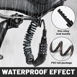 KYLOS Fahrradschloss Kabelschloss Helmschloss 150Cm Zahlenschloss Aus Zinklegierung Und Pvc Mit 4-Steillig Zahlencode Für Motorradhelm, Fahrradhelm, Kinderwagen