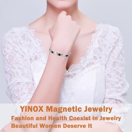 YINOX Super Strong Magnetic Bracelet for Women, Stainless Steel Magnetic Bracelet, Cubic Zirconia Bracelet for Women, Includes 8 NdFeB Magnets and Premium Gift Box (20cm), Stainless Steel