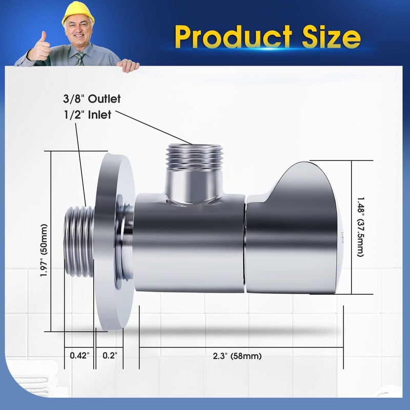 Angle Valve 2 Pack Shut Off Angle Stop Valve 1/2''