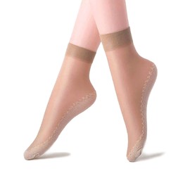 TeenFighter 10 Pairs Silky Nylon soft & breathable Ankle Socks for Girls, Cotton Sole Thin Elastic Socks for Women