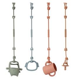 Paquete de 4 correas de seguridad para juguetes, cadenas elásticas de silicona para chupete, arnés ajustable para biberones, juguetes y mordedores par
