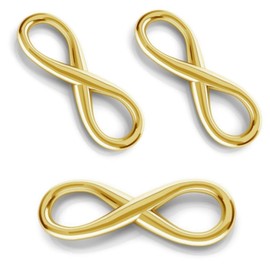 DIY925 Infinity Connectors 16 mm 925 Sterling Silver 24 Carat Gold-Plated Pendant in Jeweller's Quality Pack of 3, Sterling Silver