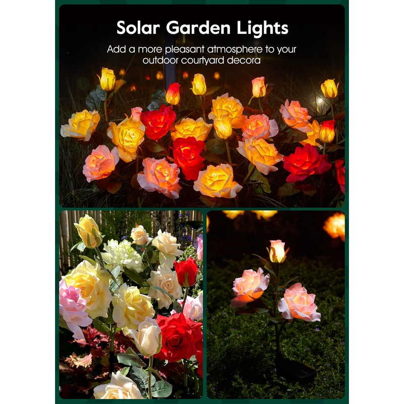 Brightown Outdoor Solar Garden Lights - 4 Pack LED Flower