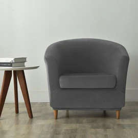 HFCNMY 2 Piece Club Chair Slipcover,Stretch Velvet Barrel Chair Covers Soft Tub Chair Slipcover Washable Armchair Cover with Elastic Bottom Dark Gray