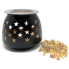 TRINTURA Incense Burner with Star Sieve and 20 g Boswelia Incense Set Black Gold