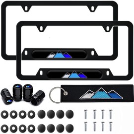2 Pack Tri-Color 3 Colors Offroad Mountain Aluminum License Plate Frames Holder Compatible with Tacoma 4Runner Tundra Rav4 Highlander Sequoia (Blue Mountain)