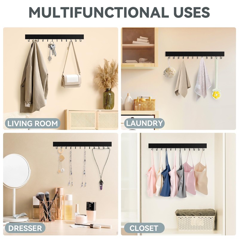 HOMEBROS Tie Rack Wall Mount, Wooden Closet Tie Hanger with