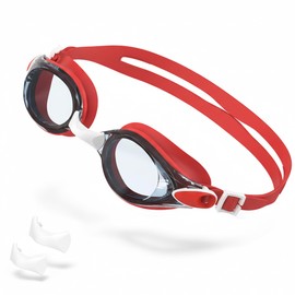 Seaflar Occhialini Nuoto Uomo Donna | Antiappannamento Impermeabili Anti UV Occhialini Piscina Adulti | Sostituibile Confortevole Ponte Nasale Morbido Per Interno/Esterno-Rosso