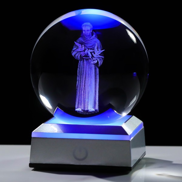 Estatua religiosa de bola de vidrio 3D, regalos cristianos para