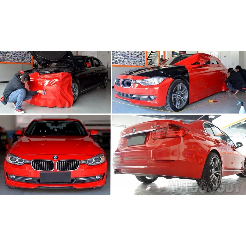 AUTOGOODY 12" x 60" Super Gloss Red Vinyl Film Wrap