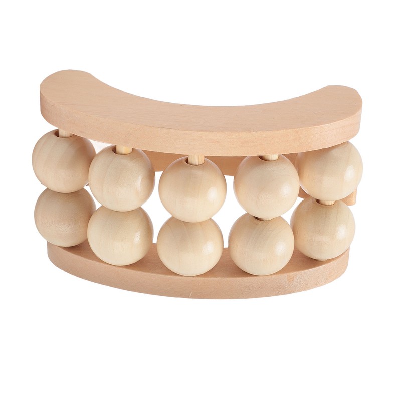 Wooden Massage Ball Roller with 10 Beads Deep Tissue Relief