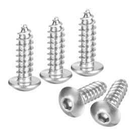 sourcing map Hex Socket Self Tapping Screws, M5 x 16mm 304 Stainless Steel Wood Screw 60pcs