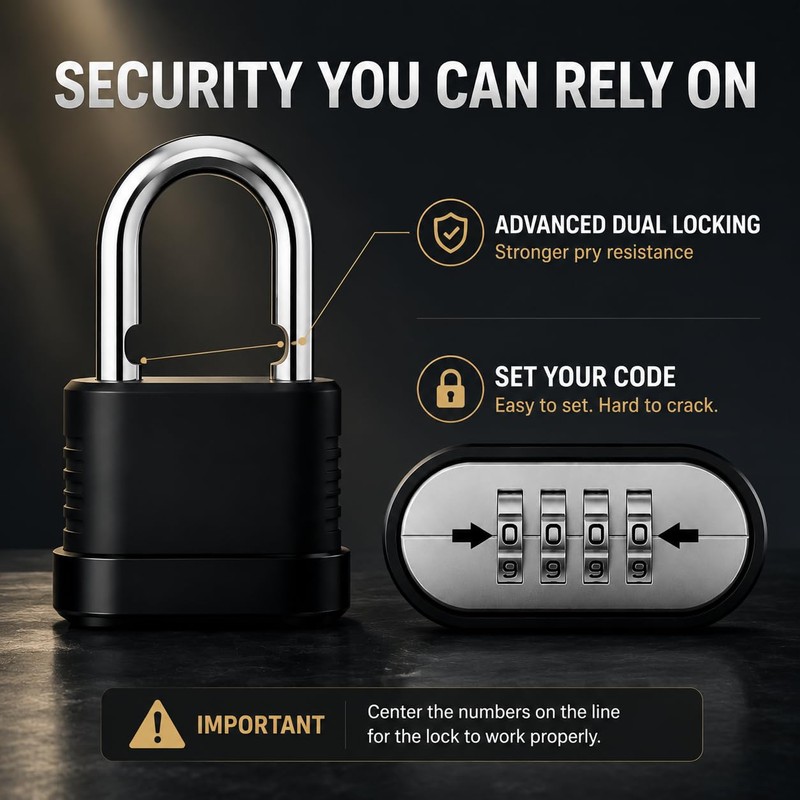 4 Digit Combination Lock, Heavy Duty Resettable Padlock with Short
