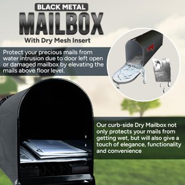 Dry Mailbox – Outdoor Metal Mailbox with Mailbox Insert to Keep Mail Dry | Weatherproof Mailbox for Outside for Secure Deliveries | Standard Outside Mailboxes | US Postal Service Approved - Black