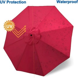 Brand: PXYOBTO Patio Umbrella 9 ft Replacement Canopy for 8 RibPatio 9ft-8 Ribs, Red