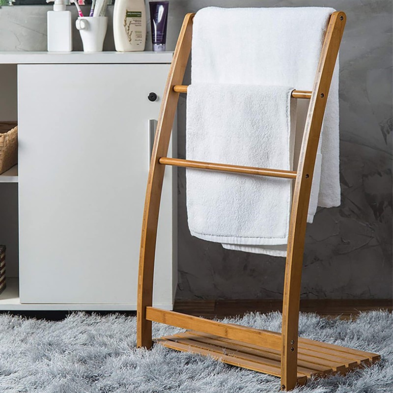 3 Tier Bamboo Towel Rack with Storage Shelf for Bathroom,
