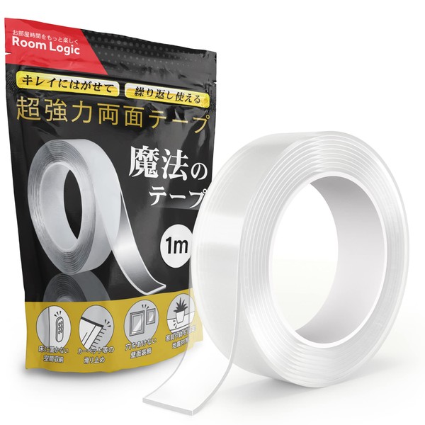 Room Logic Super Strong Double Sided Tape Magic Tape Space Storage Wall DIY Earthquakeproof Anti-slip Anti-slip Anti-Slip Anti-Slip Fixed Tape (Width 1.2 x Thickness 0.8 x Length 3.9 inches (3 x 2 mm) x Length 3.3 ft (1 m)